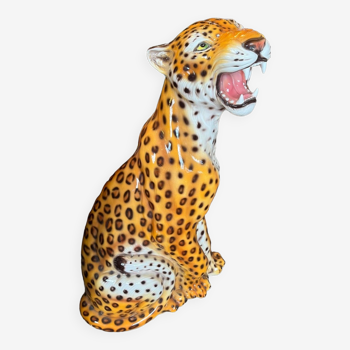 Enamelled ceramic leopard