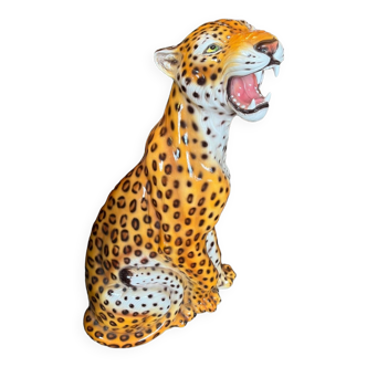 Enamelled ceramic leopard