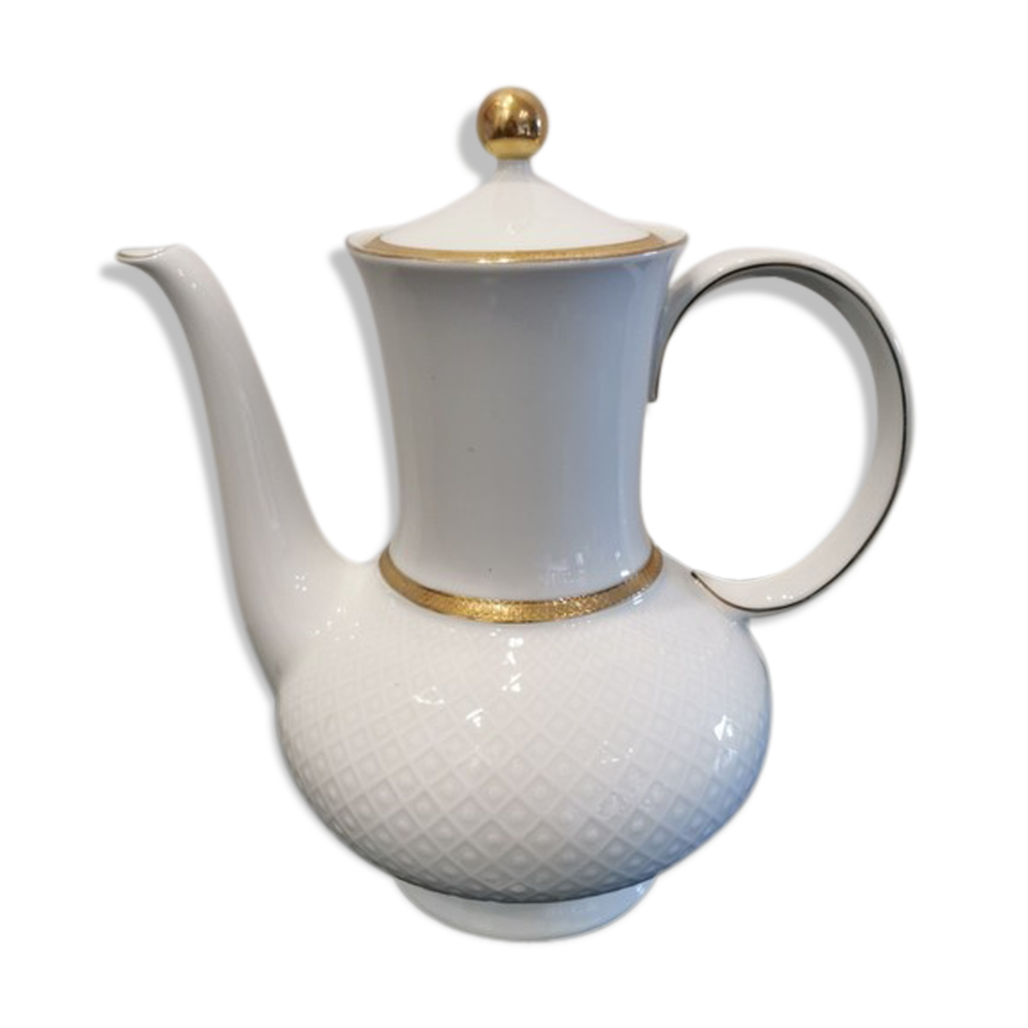 Théière blanche et dorée Bavaria