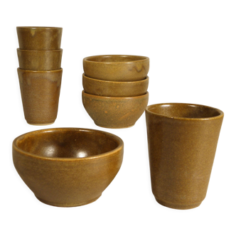 Stoneware tea bowls and tumblers