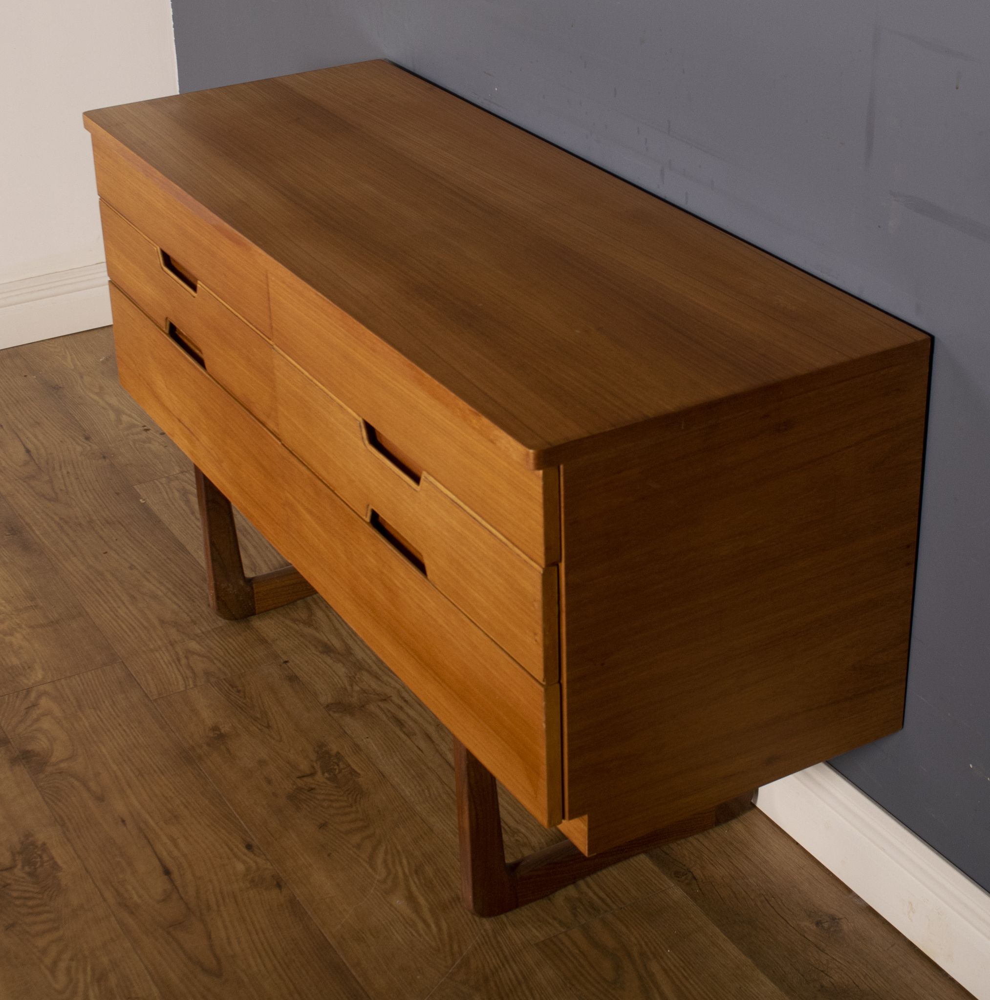 Restored teak retro uniflex 1960s chest of drawers sideboard q range by gunther hoffstead