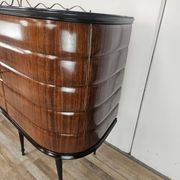 Vittorio Dassi Rosewood Credenza with Black Glass Top, Italian 1940