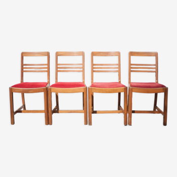 4 wooden chairs and velvet fabric