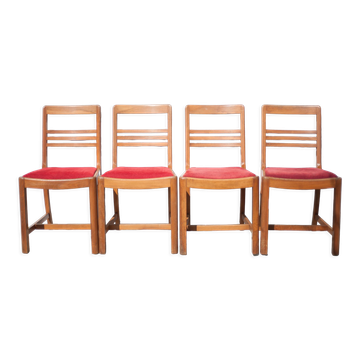 4 wooden chairs and velvet fabric