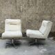 Tweed swivel armchairs 1970