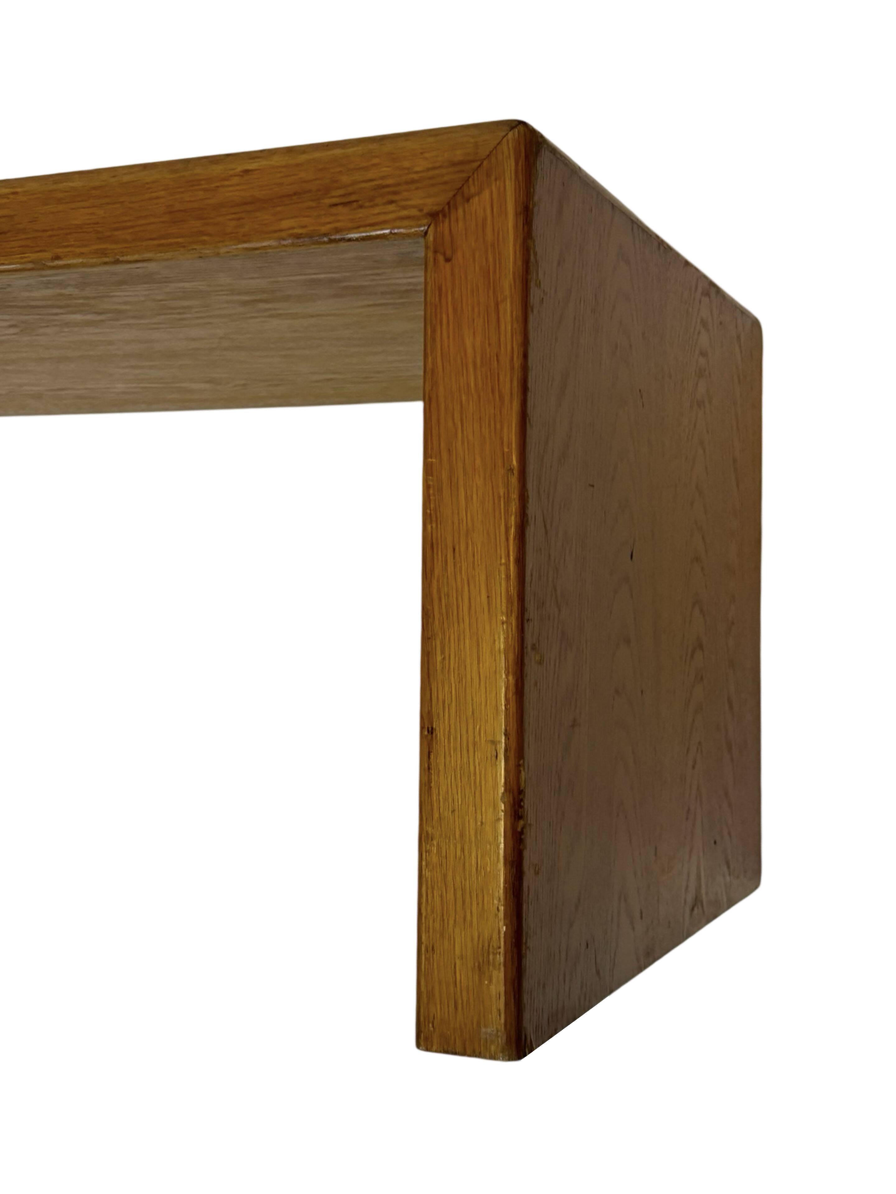 Minimalist vintage teak wood small solid bench