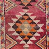 Vintage turkish  tribal runner 385x85 cm veg dye wool rug tribal, handmade