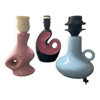 Trio of vintage ceramic lamp bases