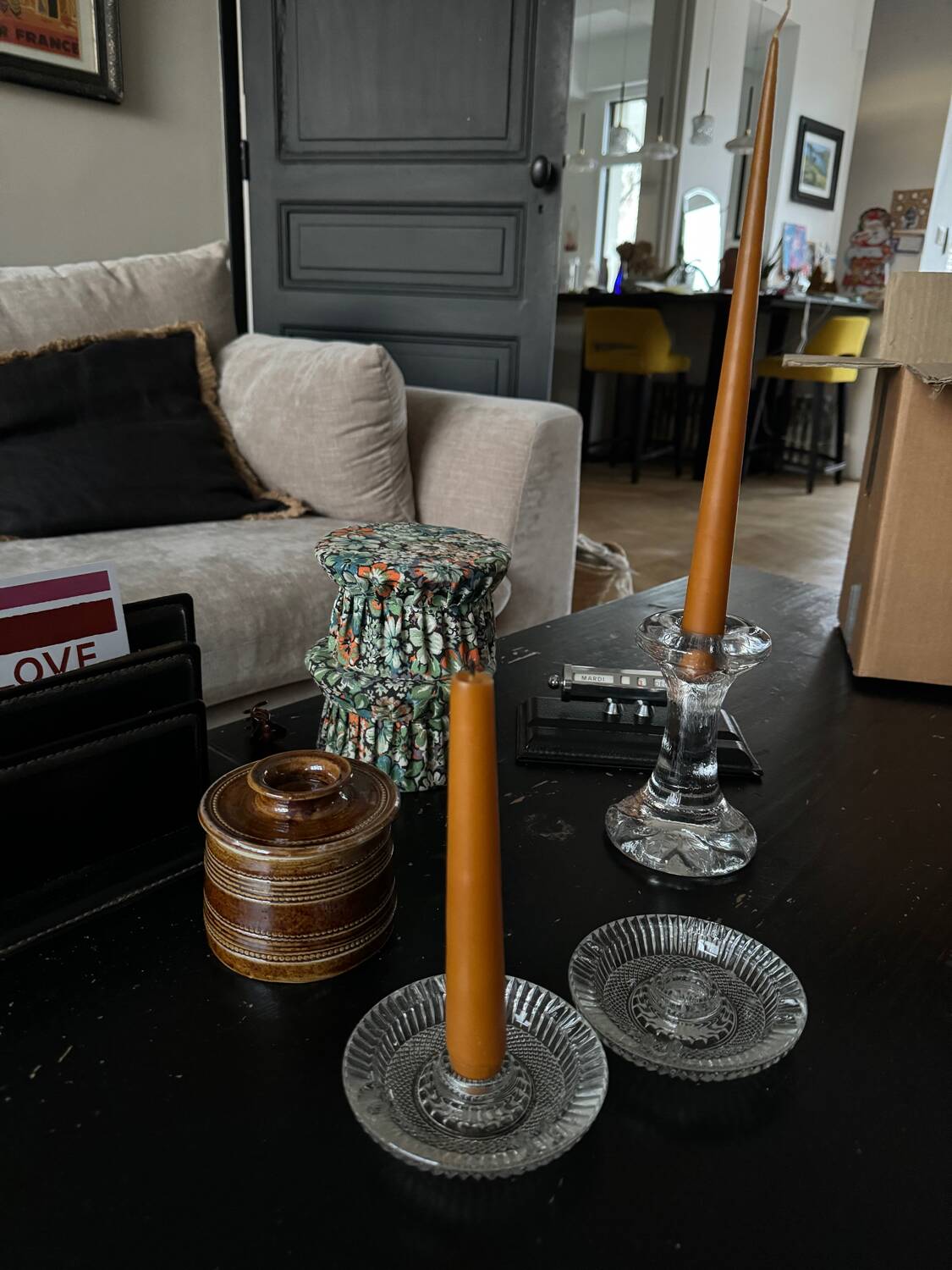 Glass Leaf Candle Holder