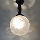Art Deco hanging lamp in wrought iron Fournet and globe in glass paste