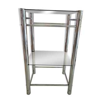 Steel and smoked glass side table from the 70s