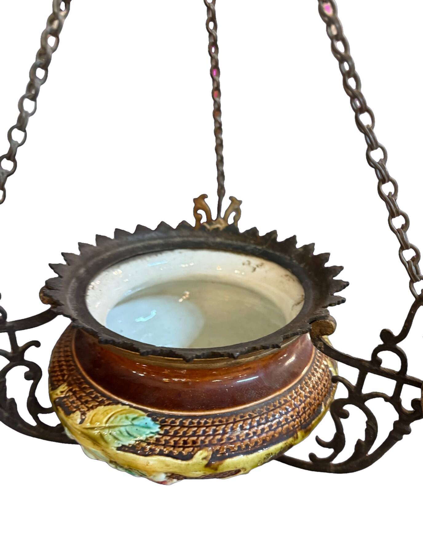 Hanging planter in earthenware