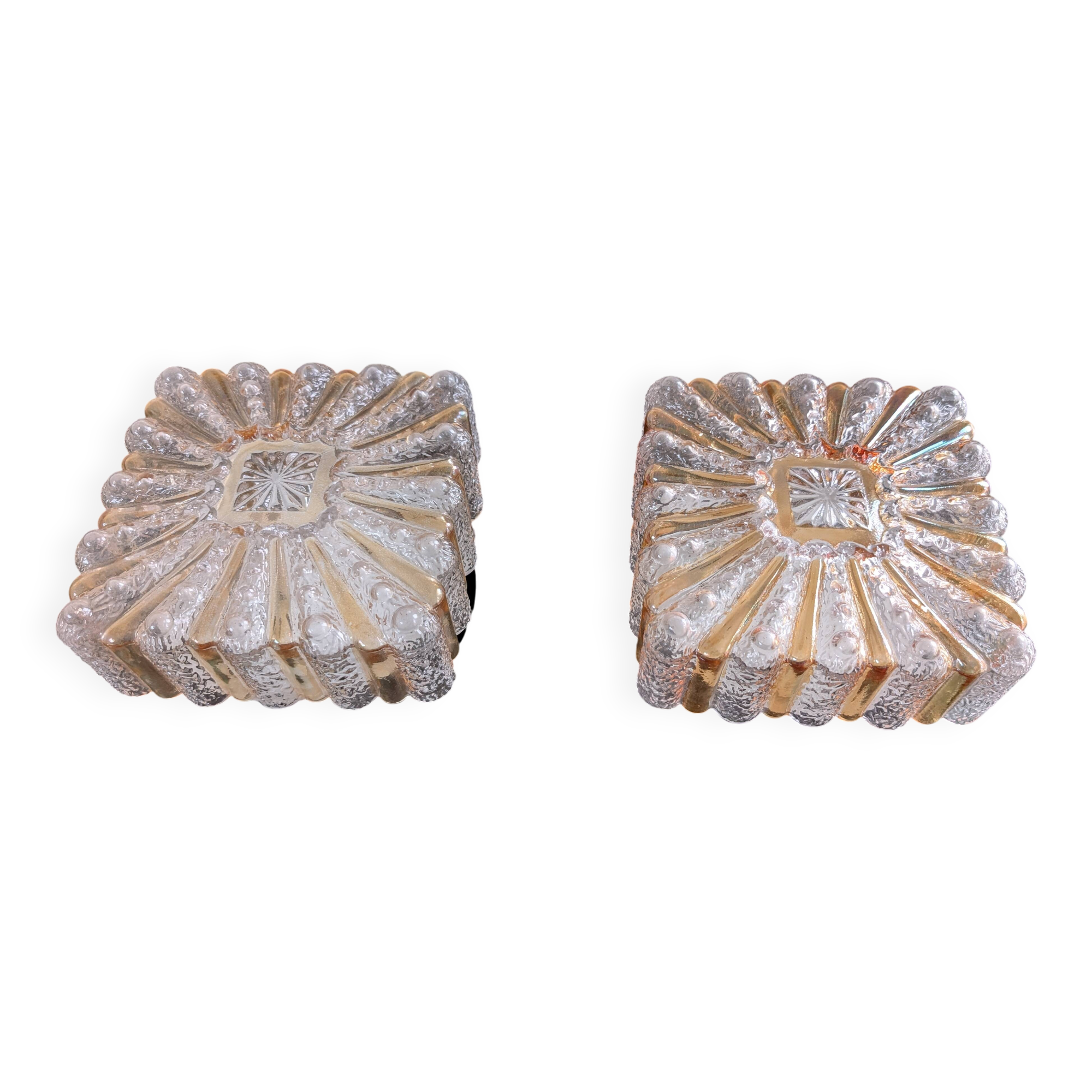 Paire de plafonniers verre teinté années 70