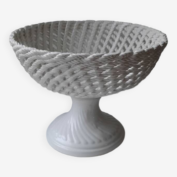 Basket in woven enameled porcelain