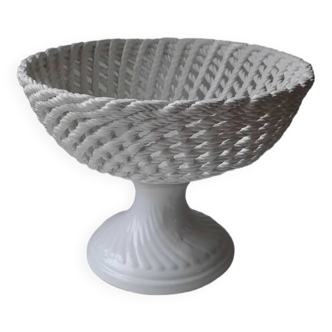 Basket in woven enameled porcelain