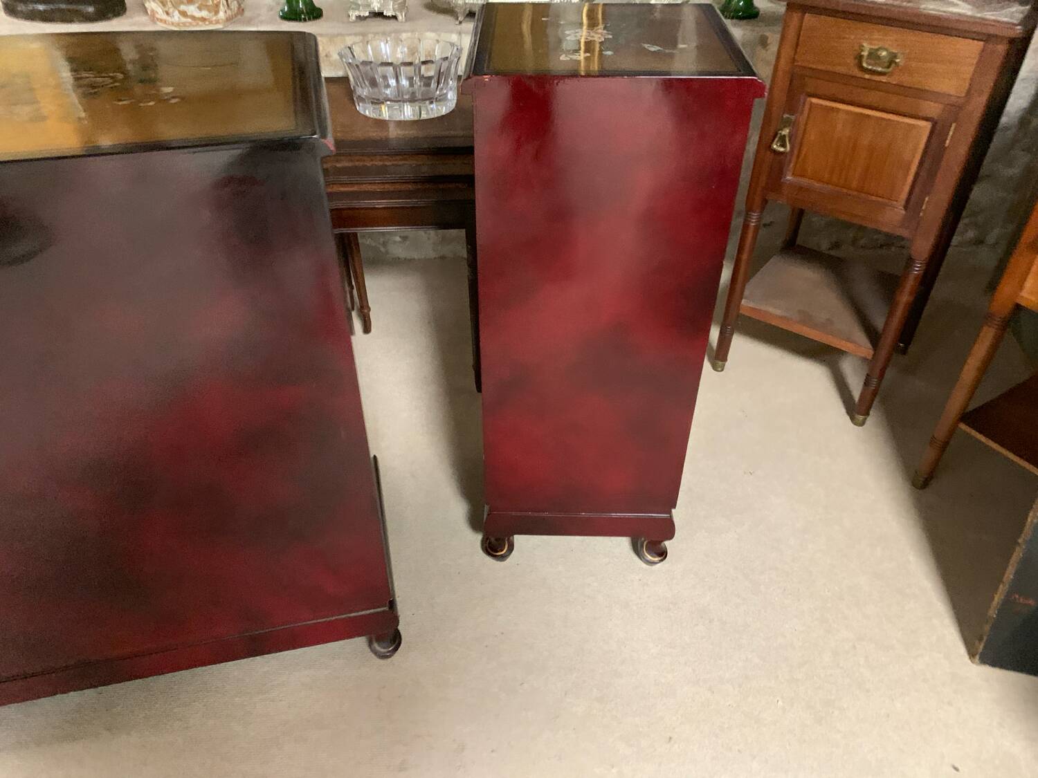 Two hand-painted lacquered Chinese furniture