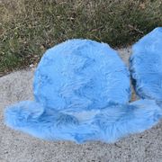 pair of Pelfran chairs blue faux fur - vintage