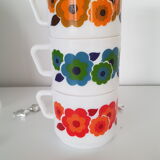 3 large Lotus Arcopal coffee cups