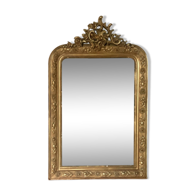 Miroir cheminée doré à fronton