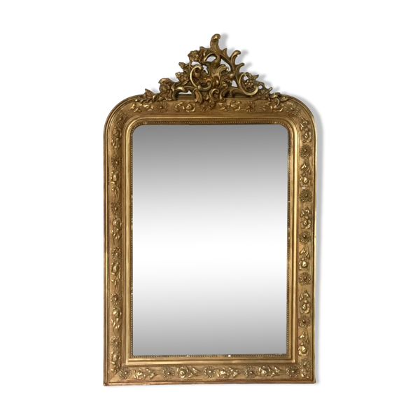 Miroir cheminée doré à fronton