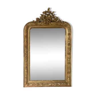 Golden fireplace mirror with pediment