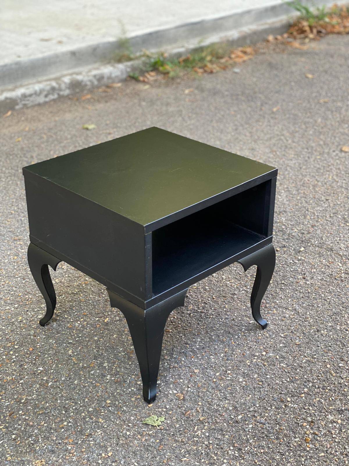 Louis XV black bedside table in baroque style