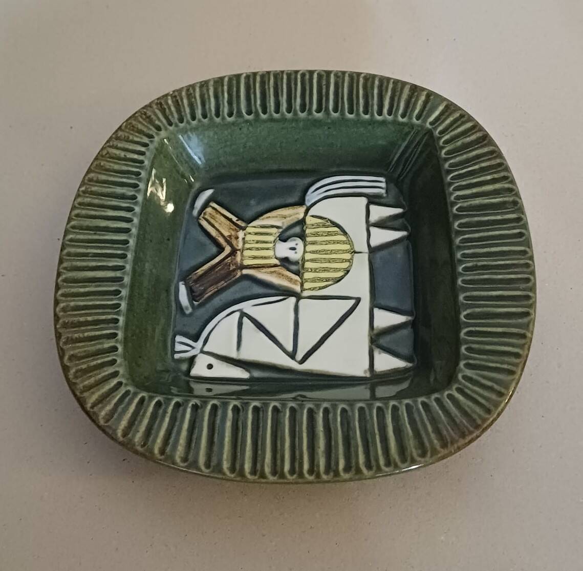 Plat vide-poche Harlekin – Lisa Larson pour Gustavsberg, années 1960