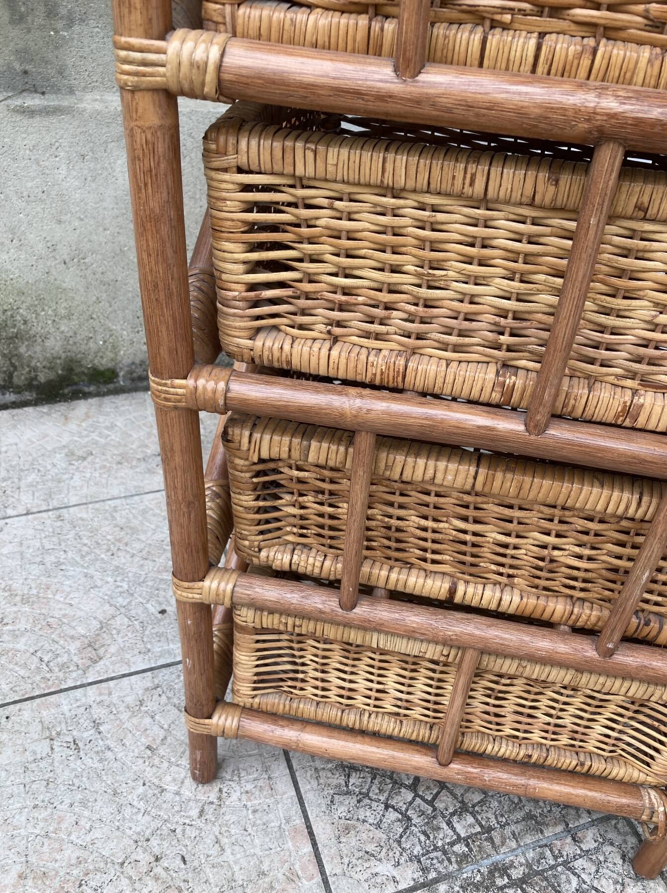 Vintage rattan chiffonier