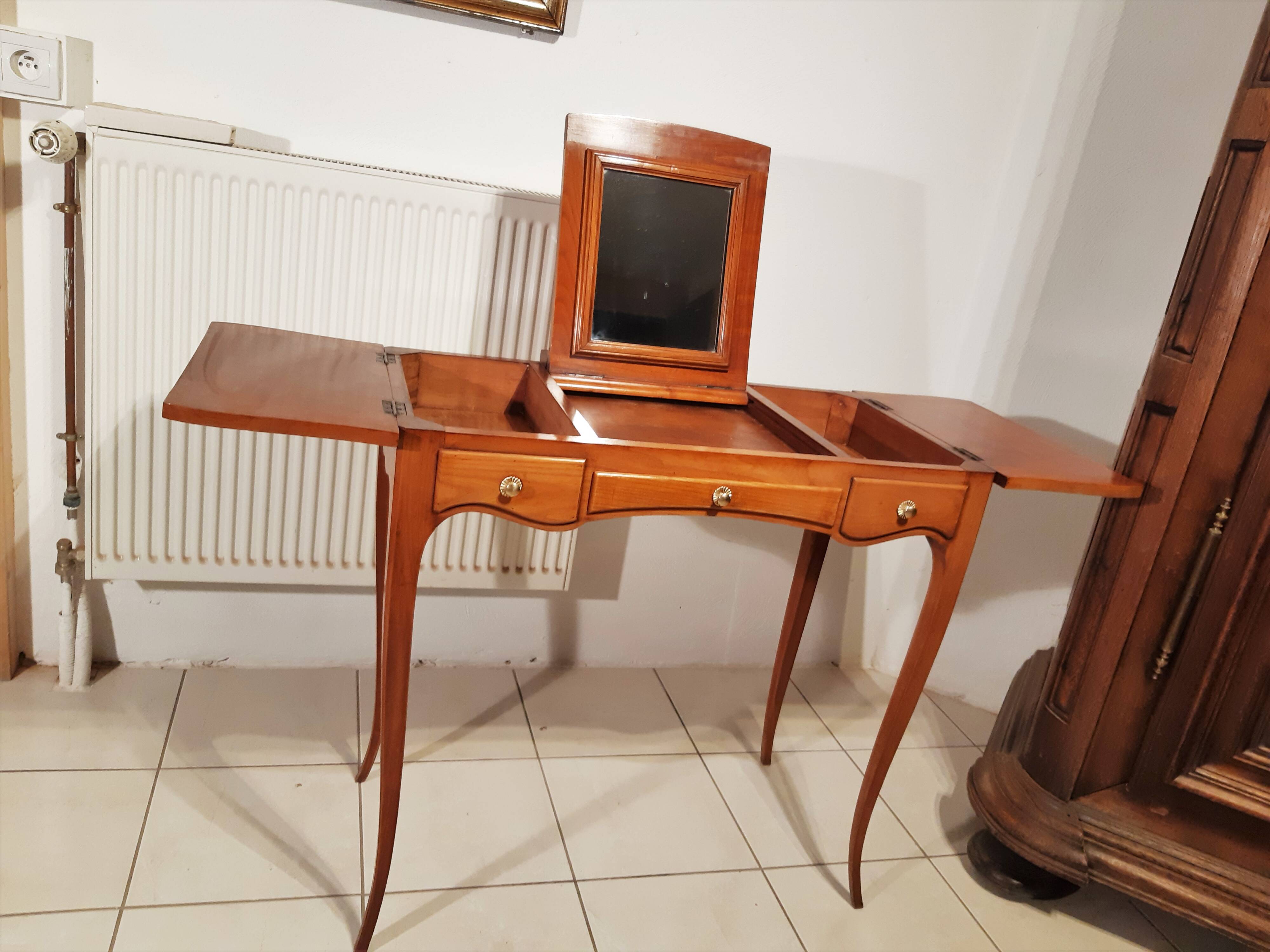 Louis XV style hairdresser in cherry wood from the 1950s.