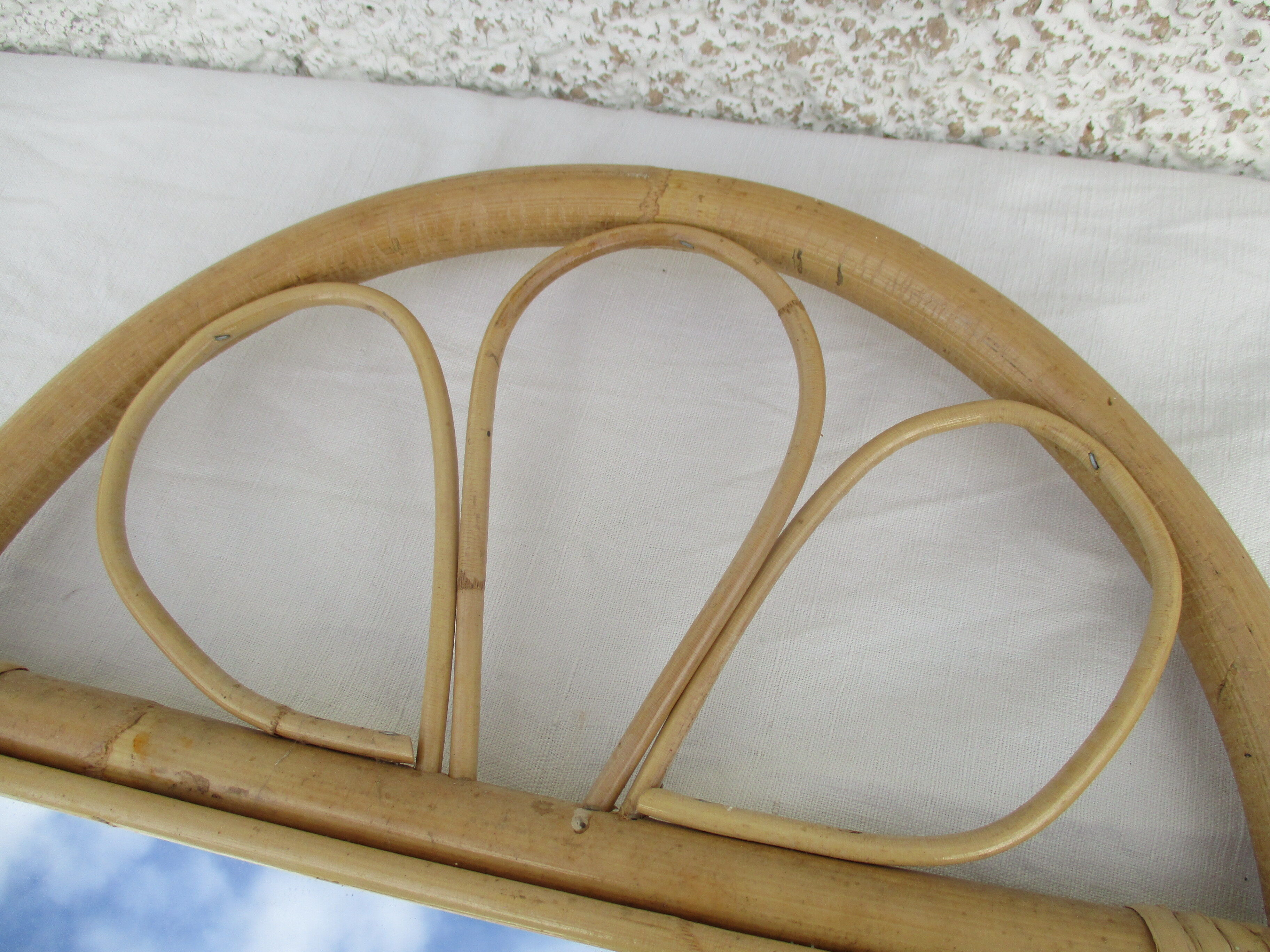 Mirror in bamboo and vintage rattan deco, 61x37 cm