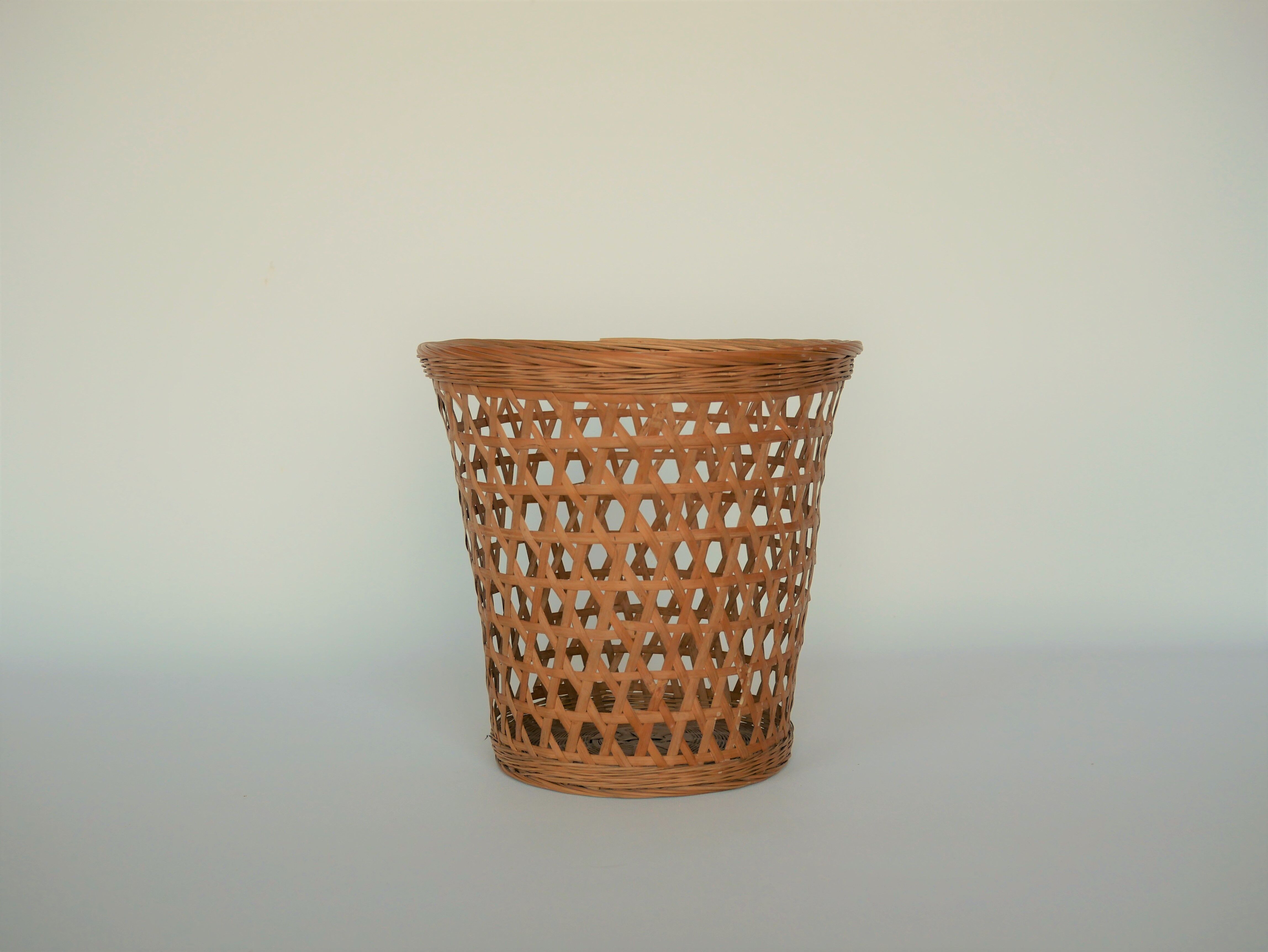 Vintage paper basket in rattan