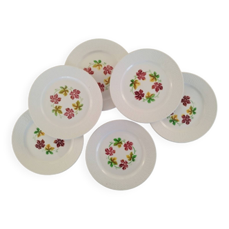 Assiettes Plates Faïence Ancienne Digoin Sarreguemines France Modèle Pampres Vintage