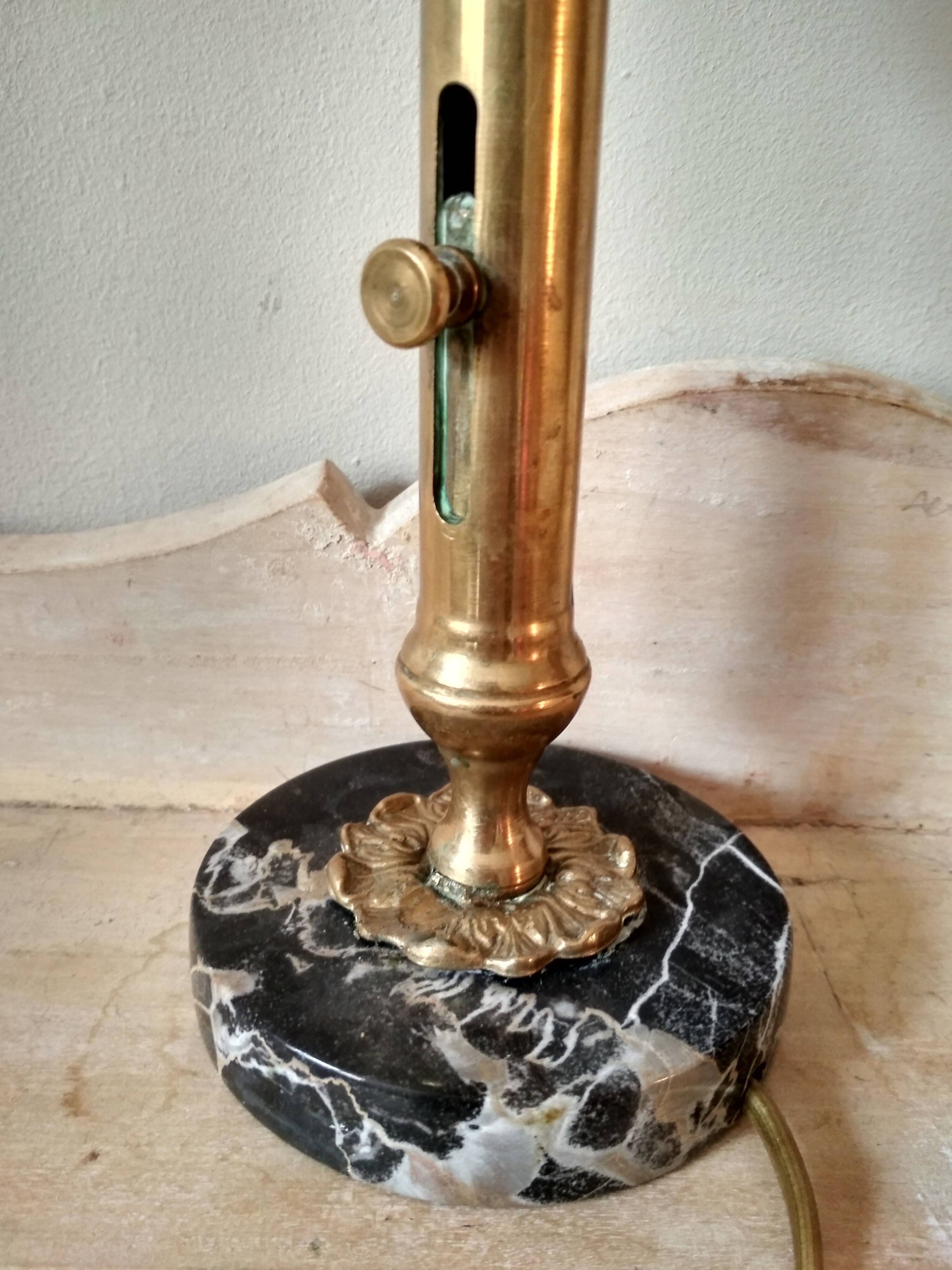 Table lamp with brass candle holder and marble base