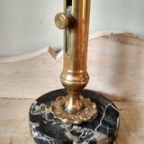 Table lamp with brass candle holder and marble base