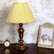 Vintage Brass Table Lamp with Round Base and Cream Pleated Shade 4352