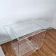 Small glass desk and plexiglass