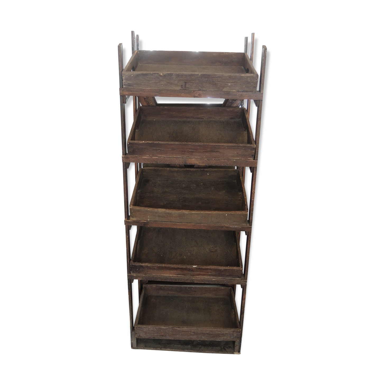 Étagères de clayettes vintage en bois