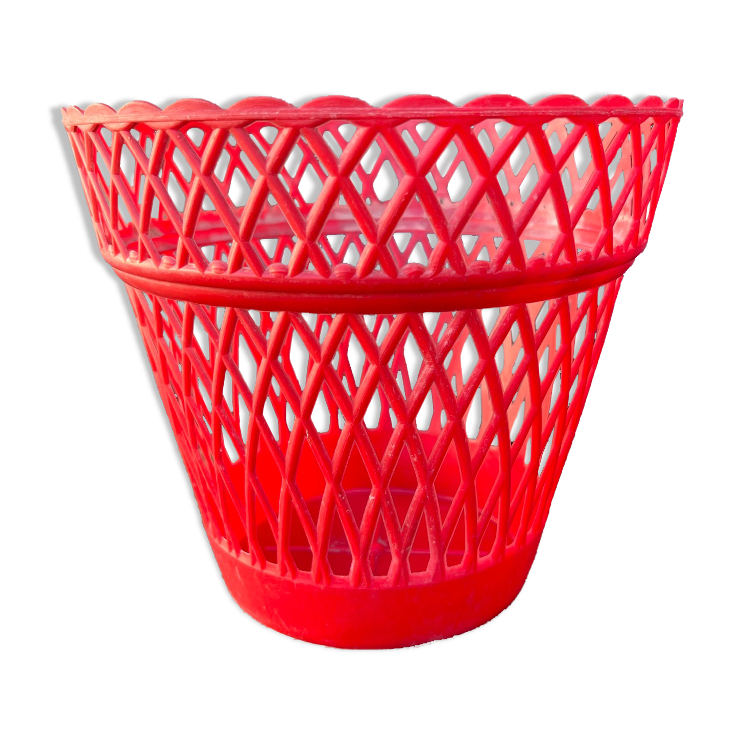 Vintage red plastic pot cover 50s/60s