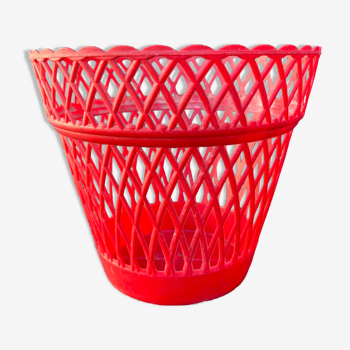 Cache-pot rouge vintage en plastique années 50/60