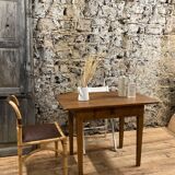 Vintage chair in rattan and bamboo and brown leather