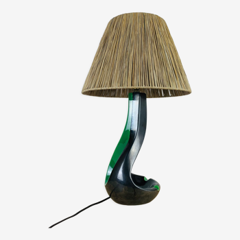 Lampe vide poche céramique forme libre années 50 et raphia