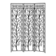 Black wrought iron screen, openwork floral pattern, 3 panels.