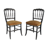 Pair of Napoleon III chairs called "Chiavari" in blackened wood