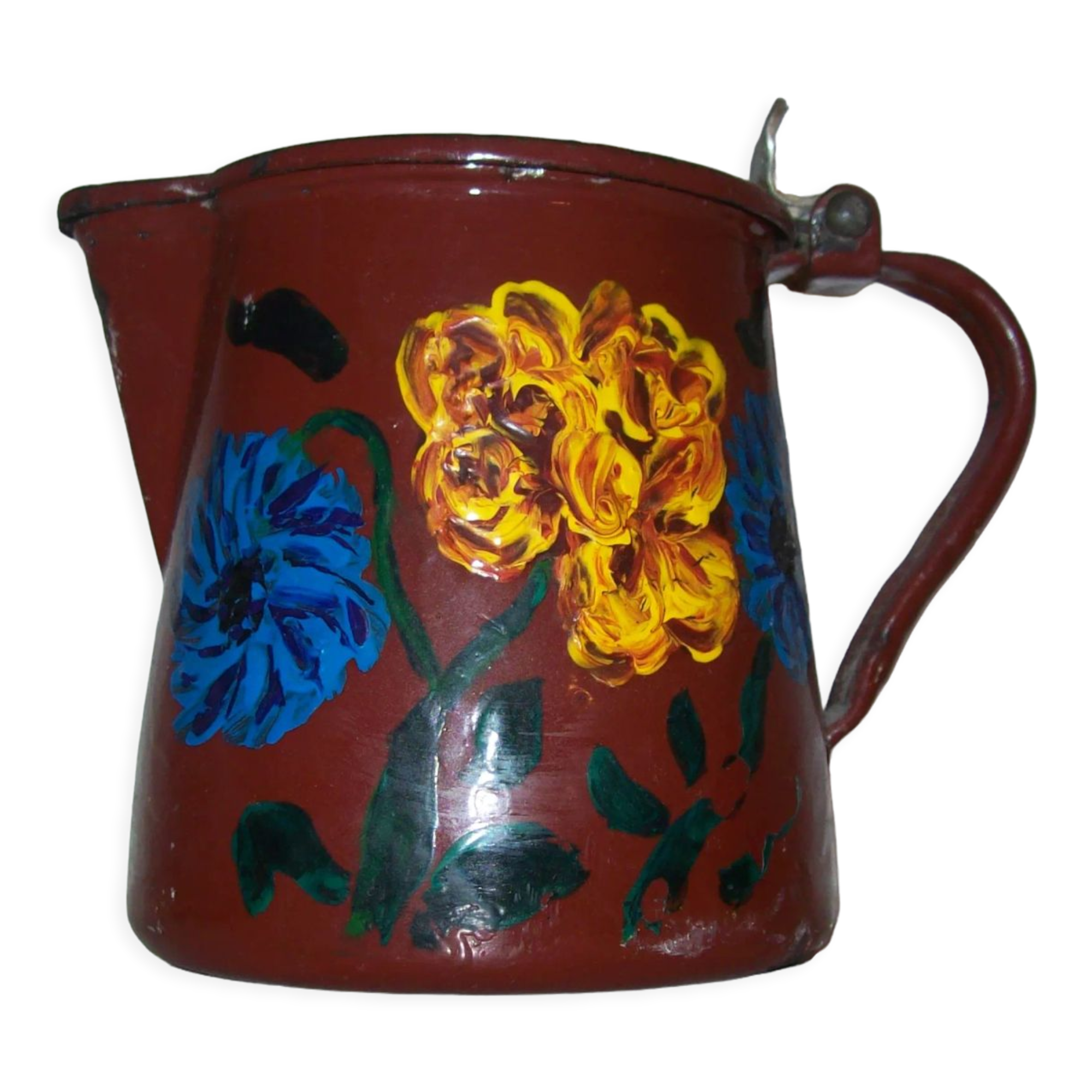 Painted enamelled teapot