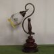 Lampe en bois et verre opalin