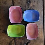 Set of 4 ceramic glazed multicoloured bowls/trinket dishes.