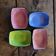 Set of 4 ceramic glazed multicoloured bowls/trinket dishes.