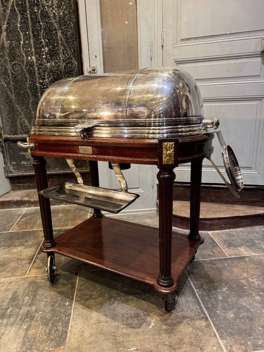 Silver-plated metal cutting trolley in the Louis XVI style