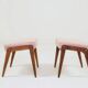 Vintage pink boucle tabouret modern design set of 2