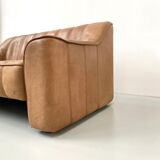 Mid-Century Swiss Cognac Leather DeSede DS-44  Extendable 2-seater Sofa by DeSede 1970s.
